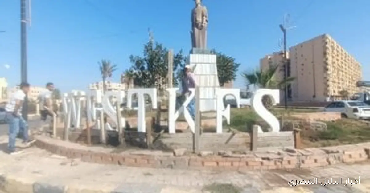 تحسين وتجميل ميدان أحمد زويل في كفر الشيخ تزامناً مع الاحتفال بالعيد القومي للمحافظة