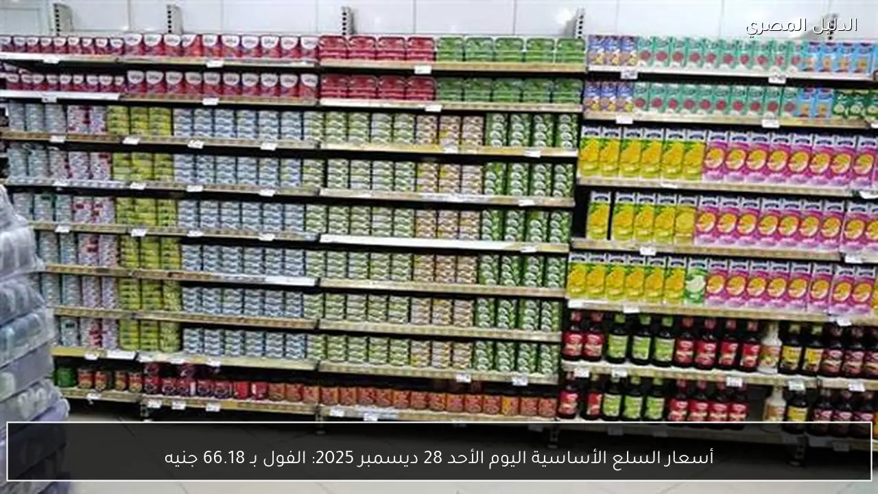 أسعار السلع الأساسية اليوم الأحد 28 ديسمبر 2025: الفول بـ 66.18 جنيه