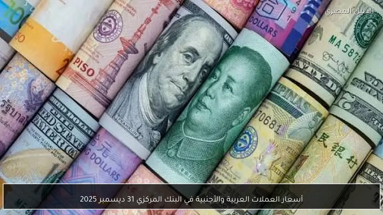 أسعار العملات العربية والأجنبية في البنك المركزي 31 ديسمبر 2025