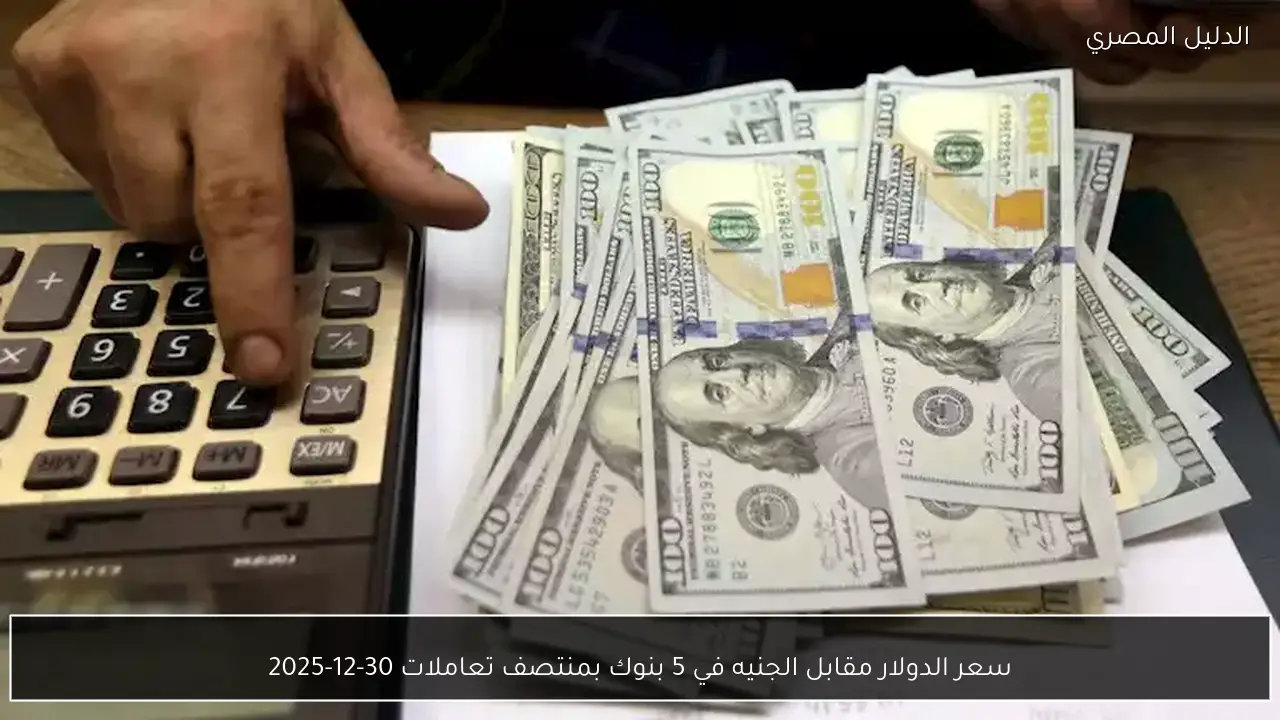 سعر الدولار مقابل الجنيه في 5 بنوك بمنتصف تعاملات 30-12-2025