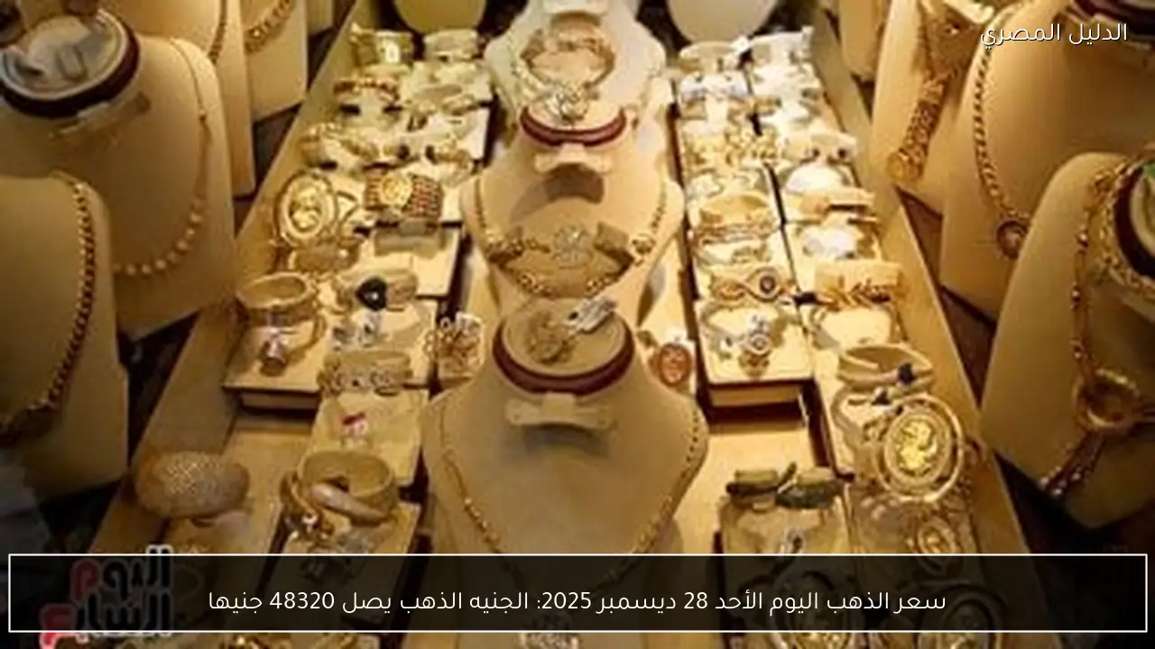 سعر الذهب اليوم الأحد 28 ديسمبر 2025: الجنيه الذهب يصل 48320 جنيها