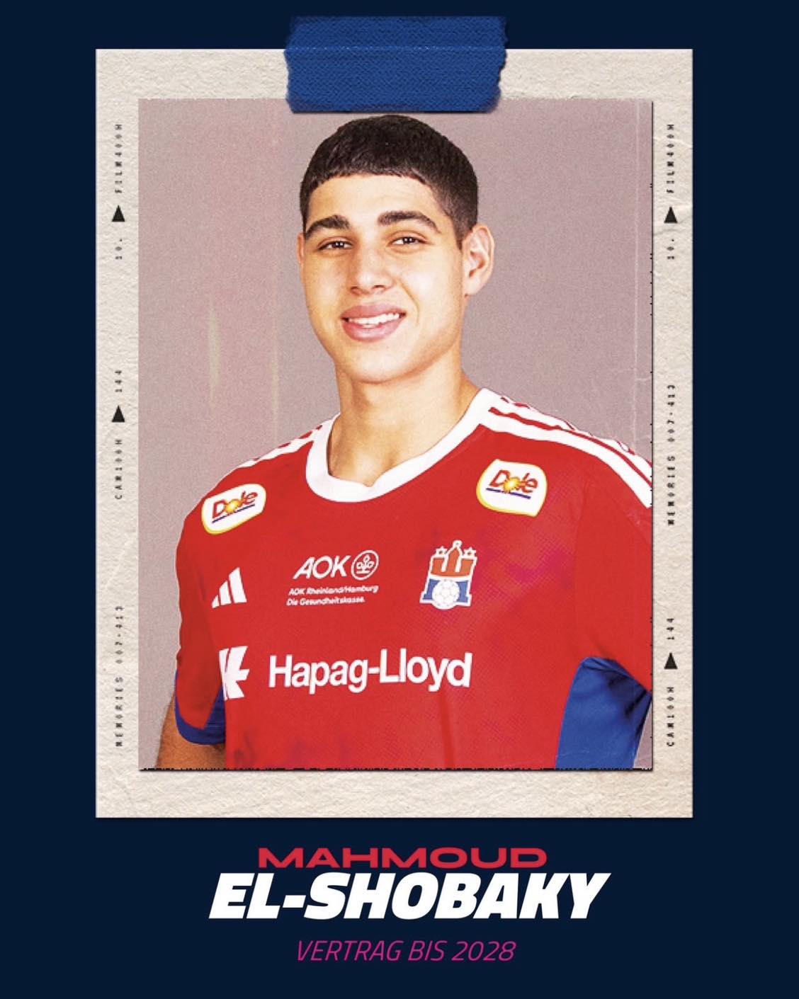 May be an image of football, soccer and text that says 'CARIPAN Dake Dhe ስ. SHIMONIE AOK AOKФ မှိုး Die Grandetskoss:۰.٠00 K Hapag-Lloyd Hapag -Lloyd KORTNYS MAHMOUD EL-SHOBAKY EL- VERTRAGBIS BIS 2028'