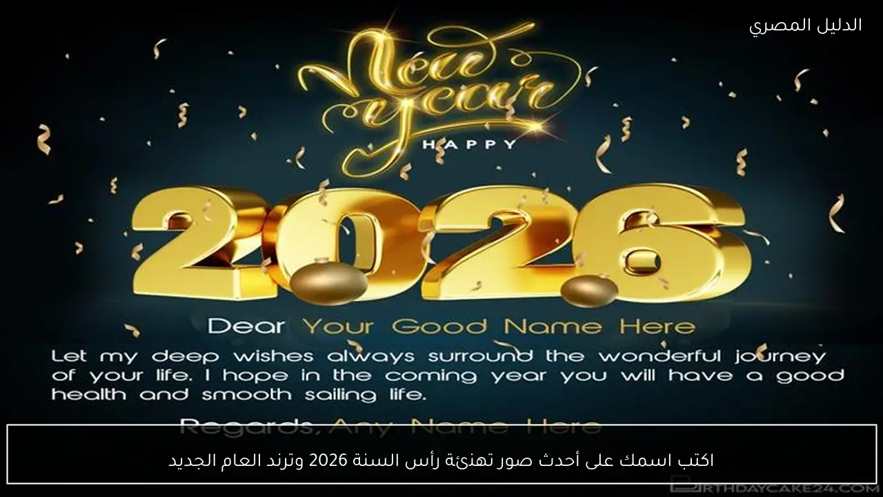 اكتب اسمك على أحدث صور تهنئة رأس السنة 2026 وترند العام الجديد
