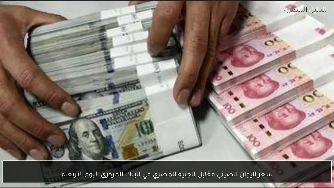 سعر اليوان الصيني مقابل الجنيه المصري في البنك المركزي اليوم الأربعاء