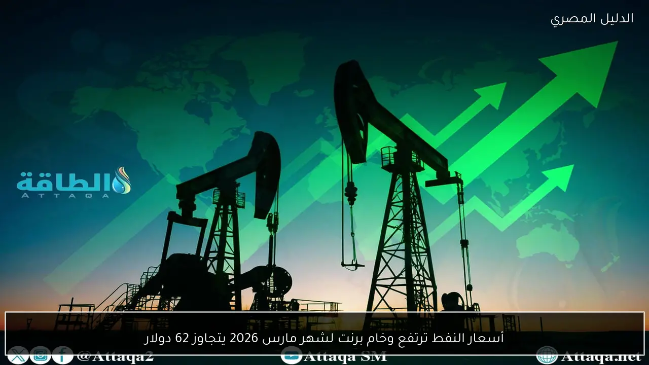 أسعار النفط ترتفع وخام برنت لشهر مارس 2026 يتجاوز 62 دولار