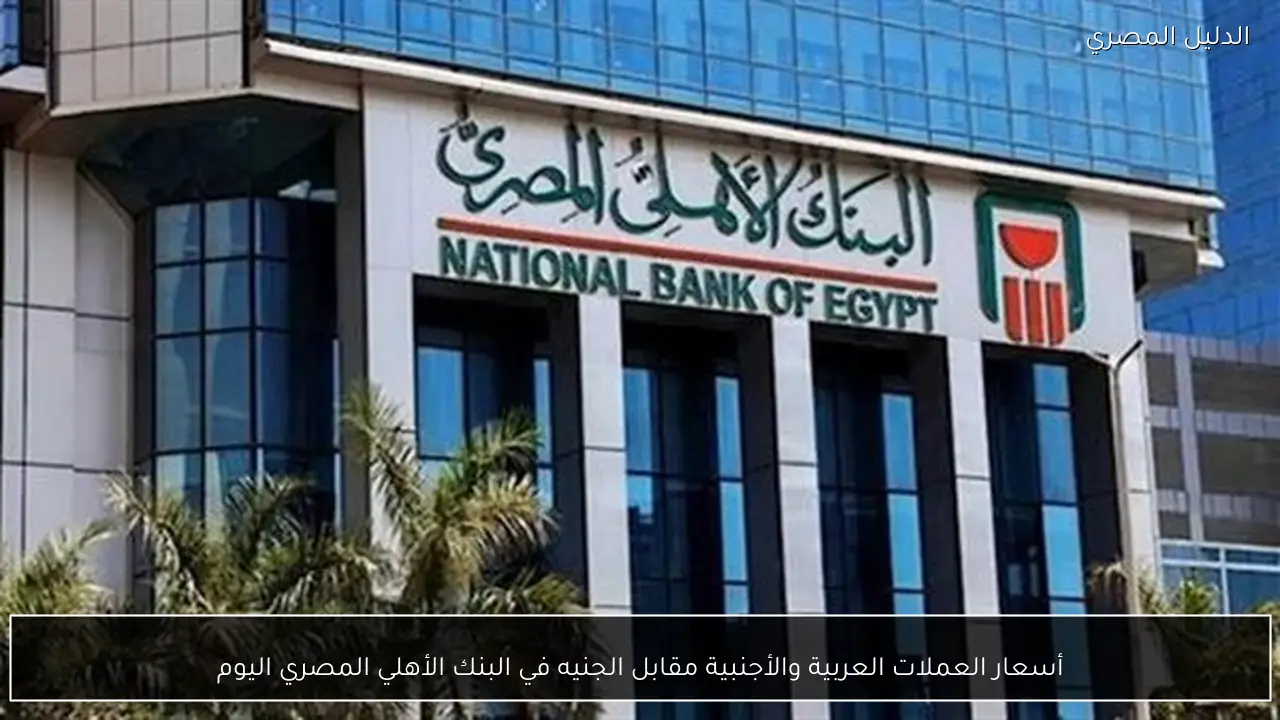 أسعار العملات العربية والأجنبية مقابل الجنيه في البنك الأهلي المصري اليوم