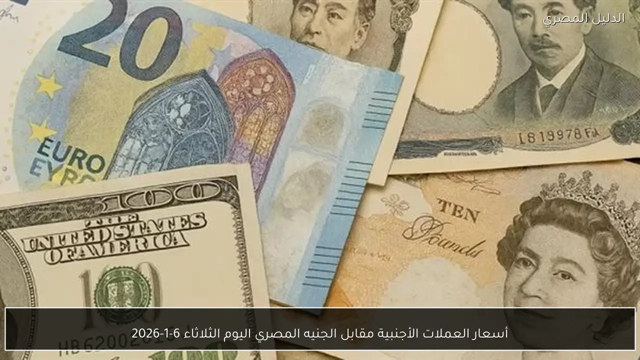 أسعار العملات الأجنبية مقابل الجنيه المصري اليوم الثلاثاء 6-1-2026