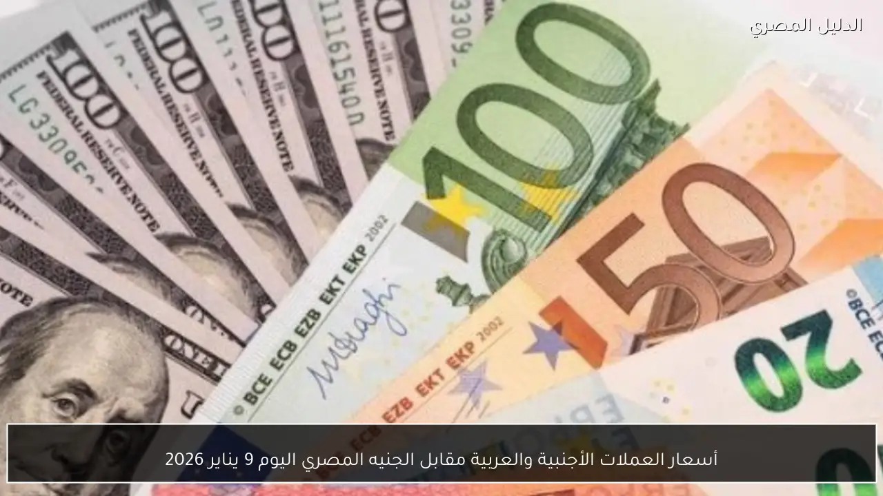 أسعار العملات الأجنبية والعربية مقابل الجنيه المصري اليوم 9 يناير 2026