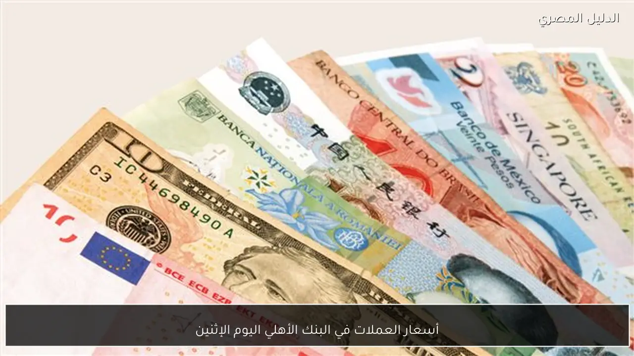 أسعار العملات في البنك الأهلي اليوم الإثنين