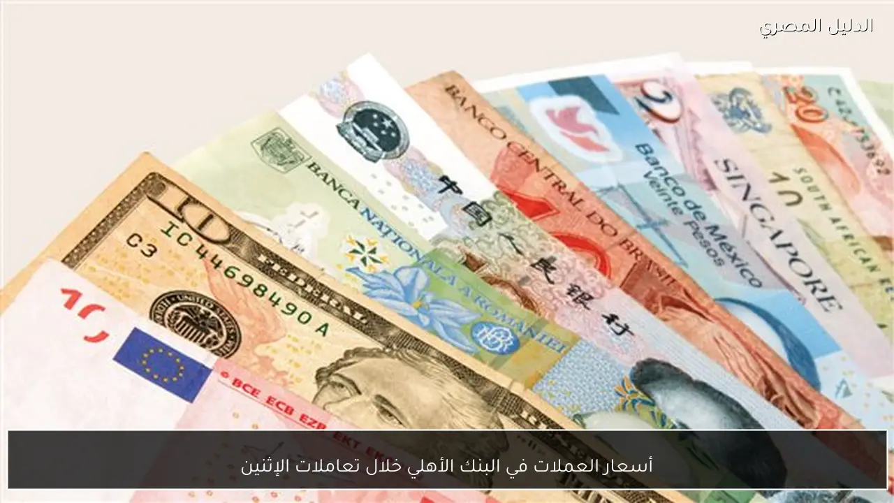 أسعار العملات في البنك الأهلي خلال تعاملات الإثنين
