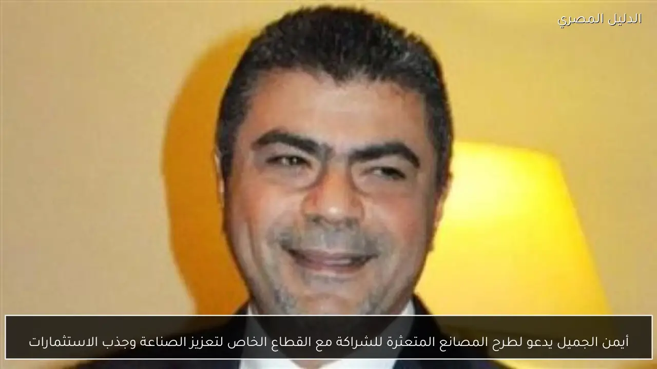 أيمن الجميل يدعو لطرح المصانع المتعثرة للشراكة مع القطاع الخاص لتعزيز الصناعة وجذب الاستثمارات