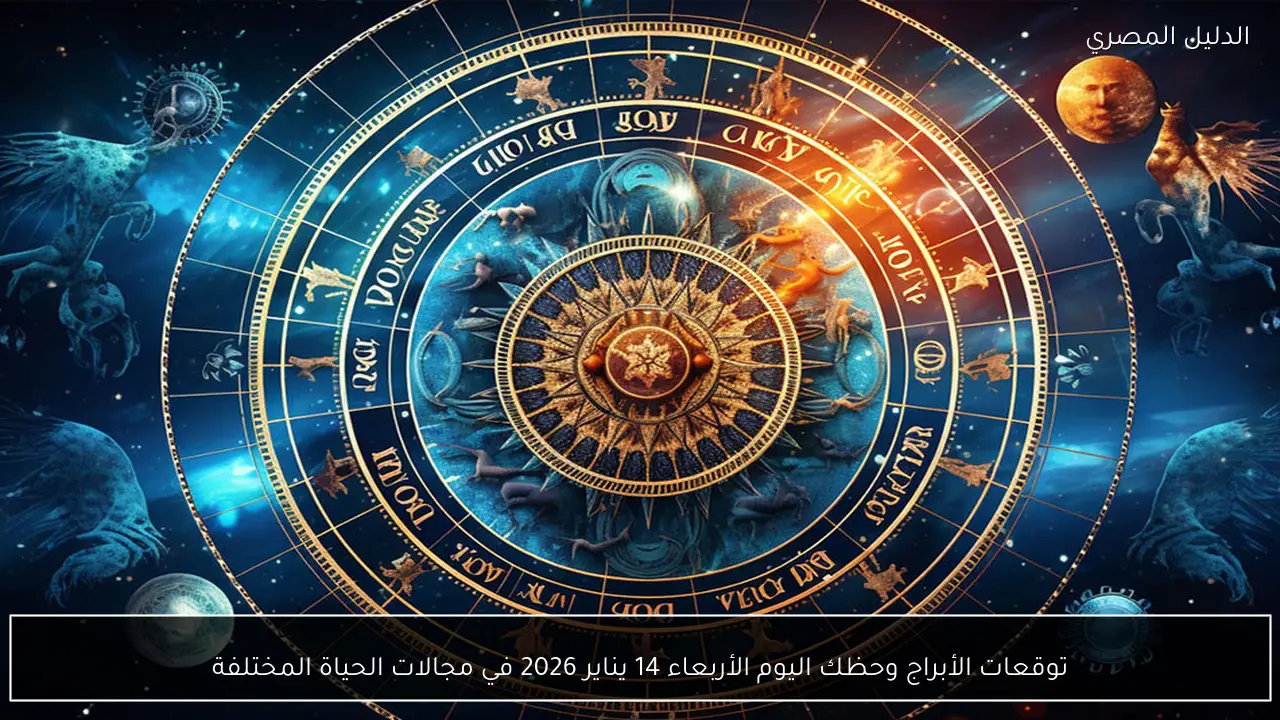 توقعات الأبراج وحظك اليوم الأربعاء 14 يناير 2026 في مجالات الحياة المختلفة
