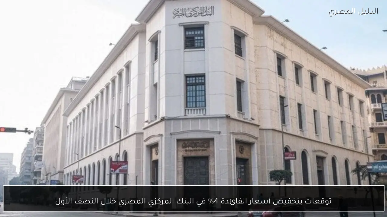 توقعات بتخفيض أسعار الفائدة 4% في البنك المركزي المصري خلال النصف الأول
