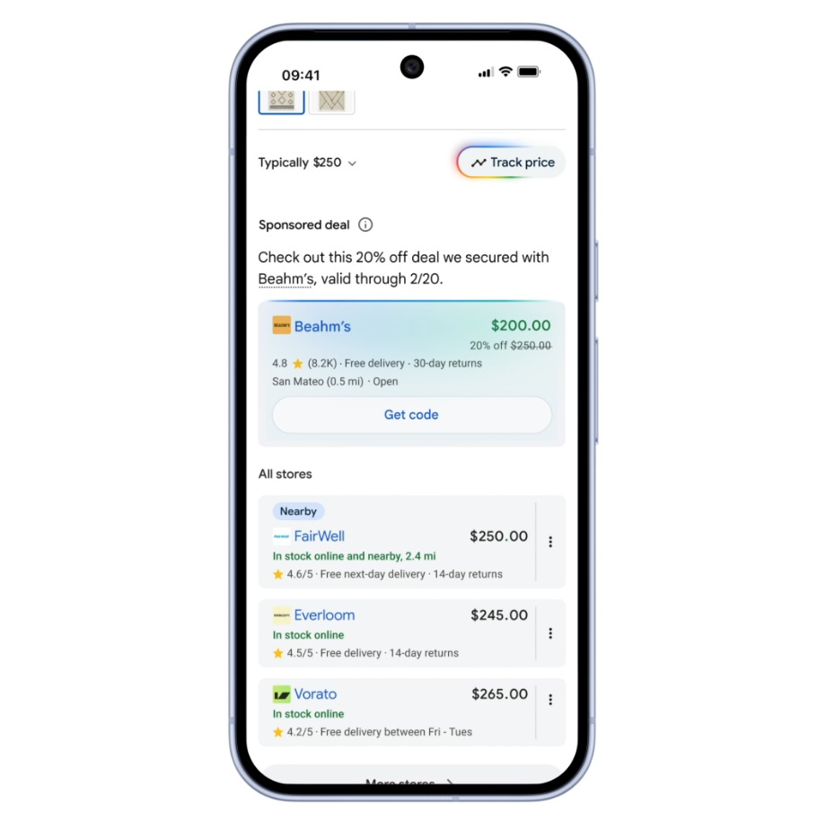 لقطة للتجربة الأولية لإظهار الإعلانات داخل محادثات جيميناي
