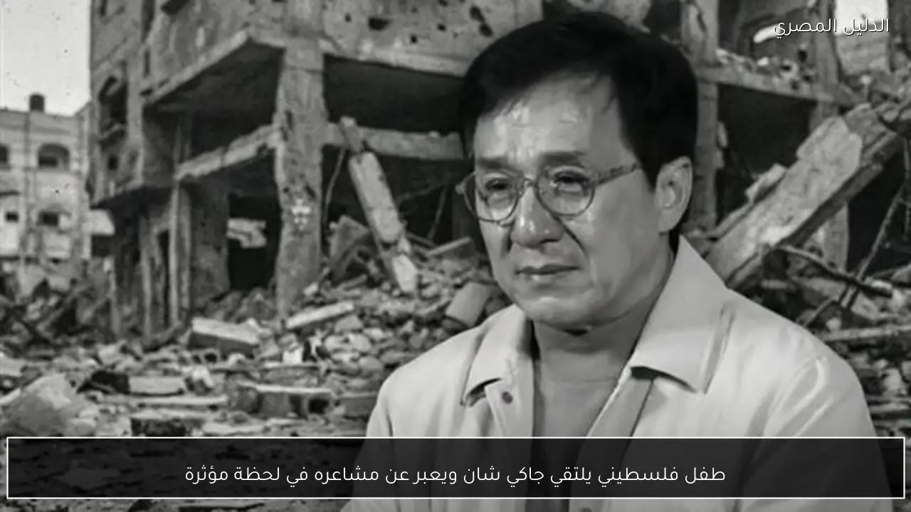 طفل فلسطيني يلتقي جاكي شان ويعبر عن مشاعره في لحظة مؤثرة