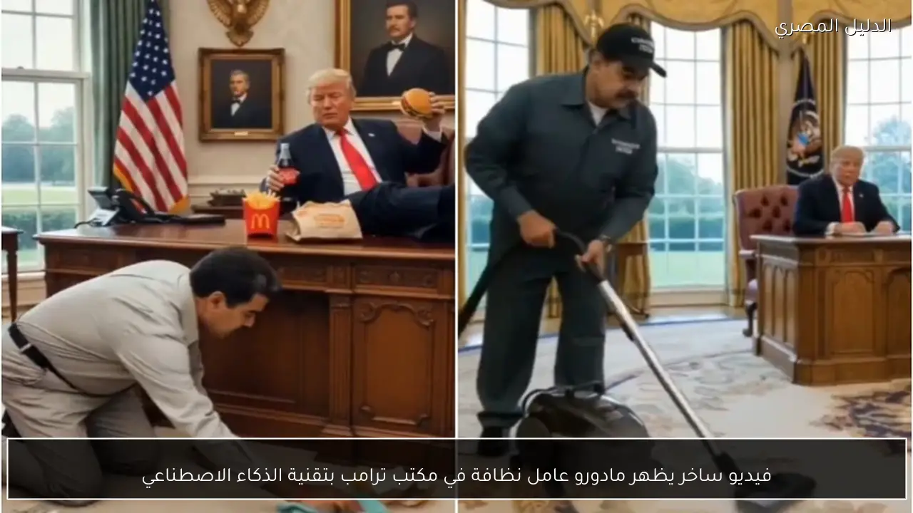 فيديو ساخر يظهر مادورو عامل نظافة في مكتب ترامب بتقنية الذكاء الاصطناعي