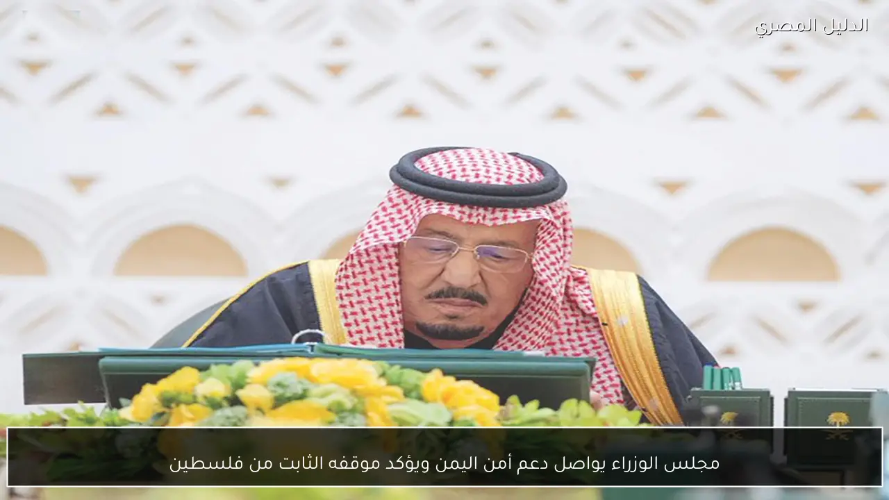 مجلس الوزراء يواصل دعم أمن اليمن ويؤكد موقفه الثابت من فلسطين