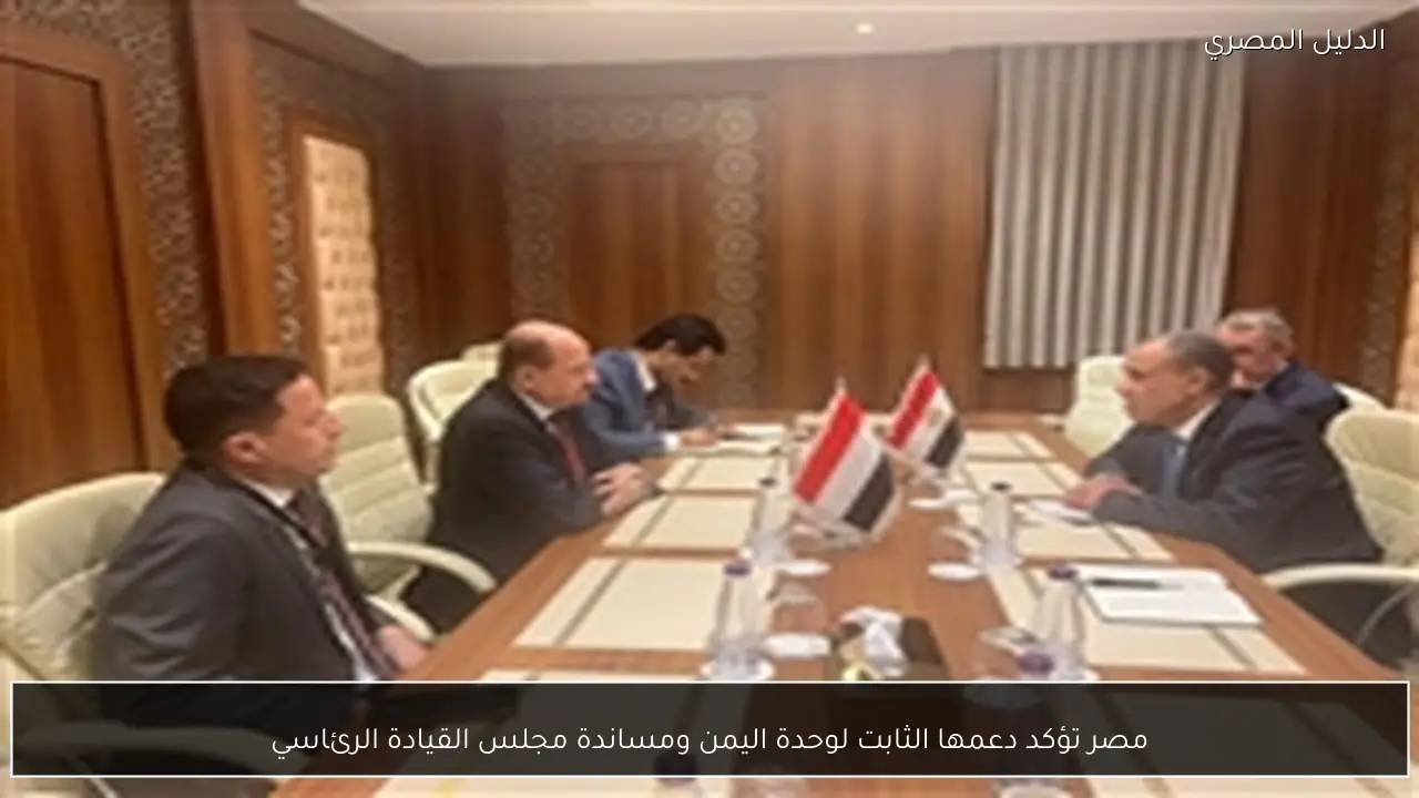 مصر تؤكد دعمها الثابت لوحدة اليمن ومساندة مجلس القيادة الرئاسي