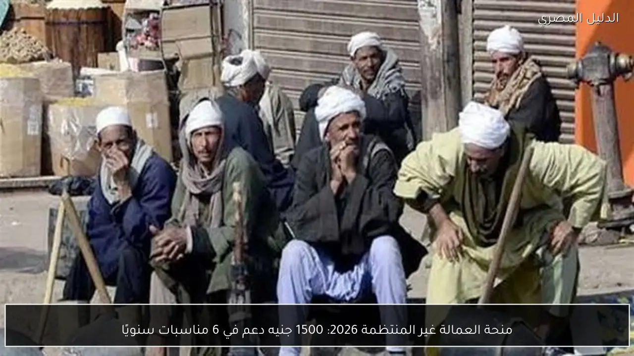منحة العمالة غير المنتظمة 2026: 1500 جنيه دعم في 6 مناسبات سنويًا