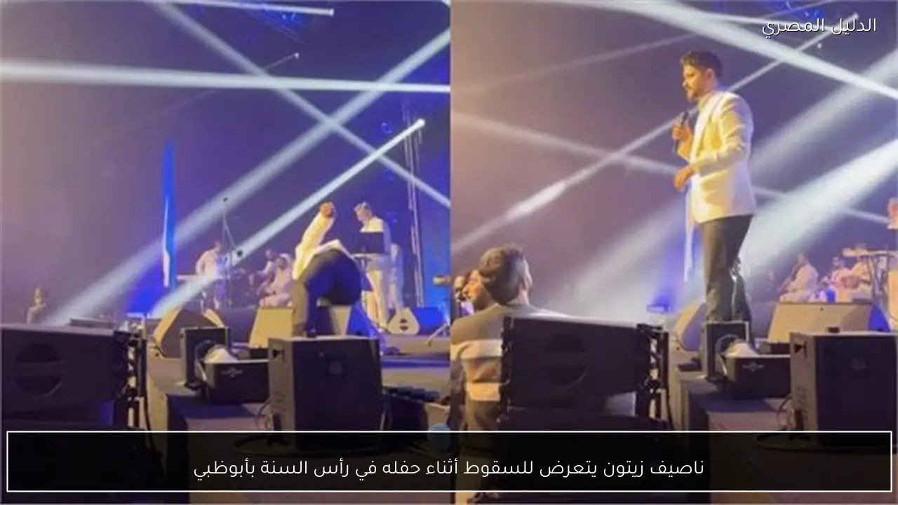 ناصيف زيتون يتعرض للسقوط أثناء حفله في رأس السنة بأبوظبي