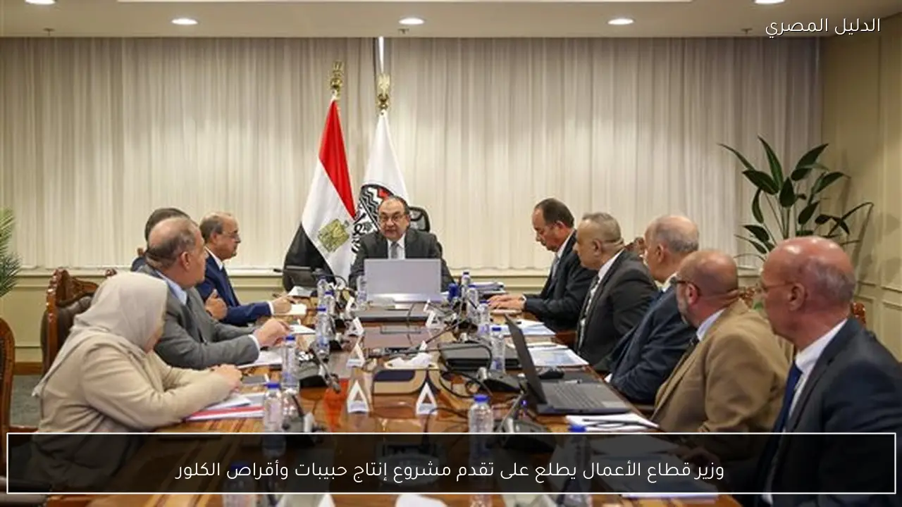 وزير قطاع الأعمال يطلع على تقدم مشروع إنتاج حبيبات وأقراص الكلور